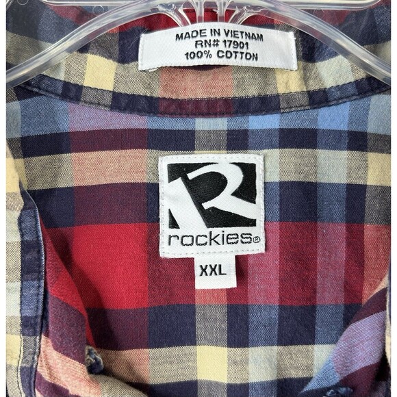 Rockies Women's XXL Western Shirt Red Blue Plaid Button Long Sleeve 2XL - Picture 9 of 9